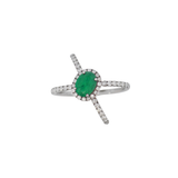 1.70ct Diamond Emerald 18K Gold Open Shank Ring