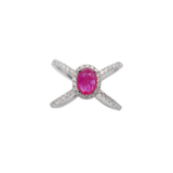 1.80ct Diamond Ruby 18K Gold Open Shank Ring