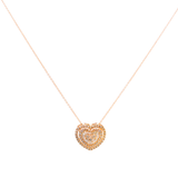 0.90ct Diamond 18K Gold Heart Pendant Chain Dangle Drop Necklace