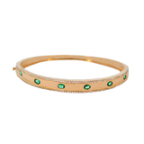 1.08ct Diamond Emerald 14K Gold Bangle Bracelet