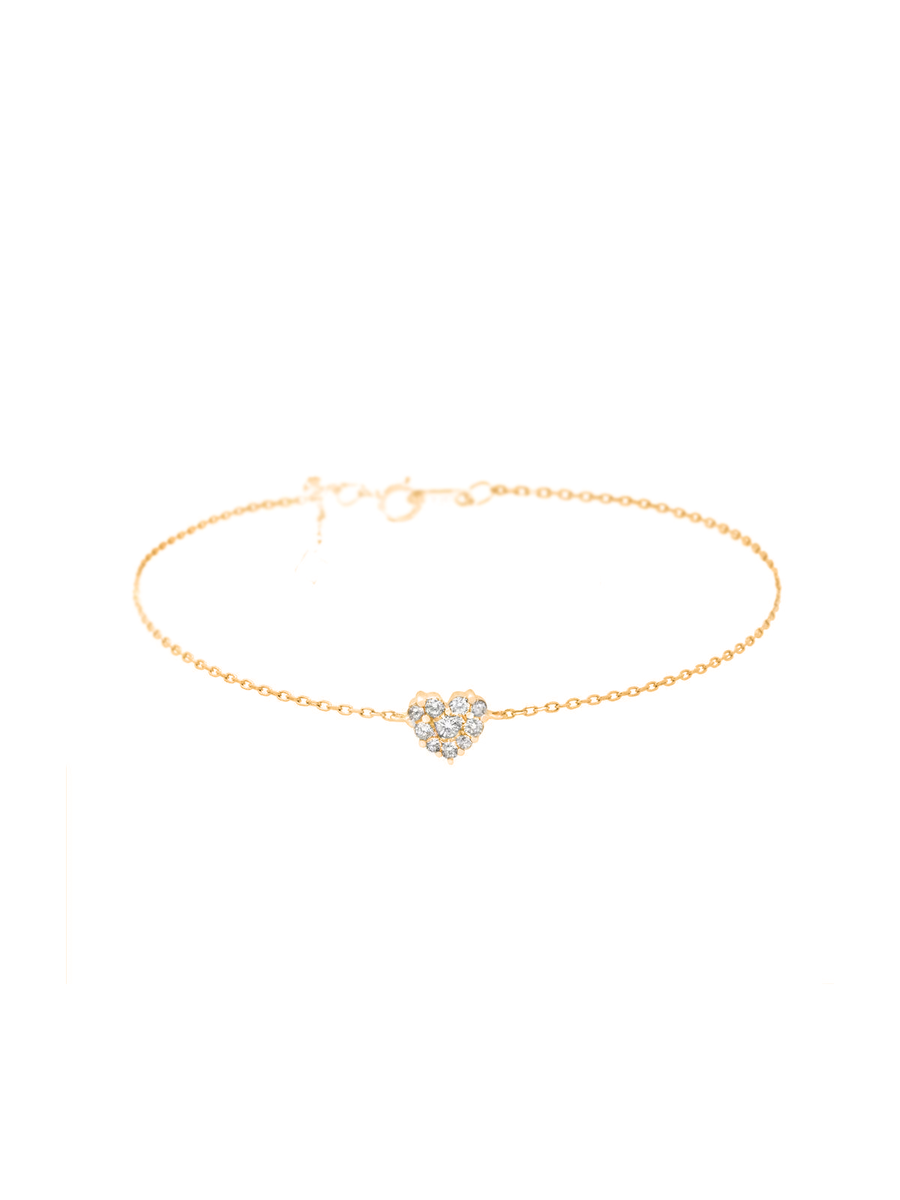 0.20ct Diamond 18K Gold Heart Chain Bracelet