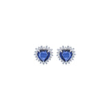 2.73ct Diamond Sapphire 18K Gold Halo Heart Stud Earrings