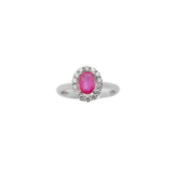 1.15ct Diamond Ruby 18K Gold Halo Ring