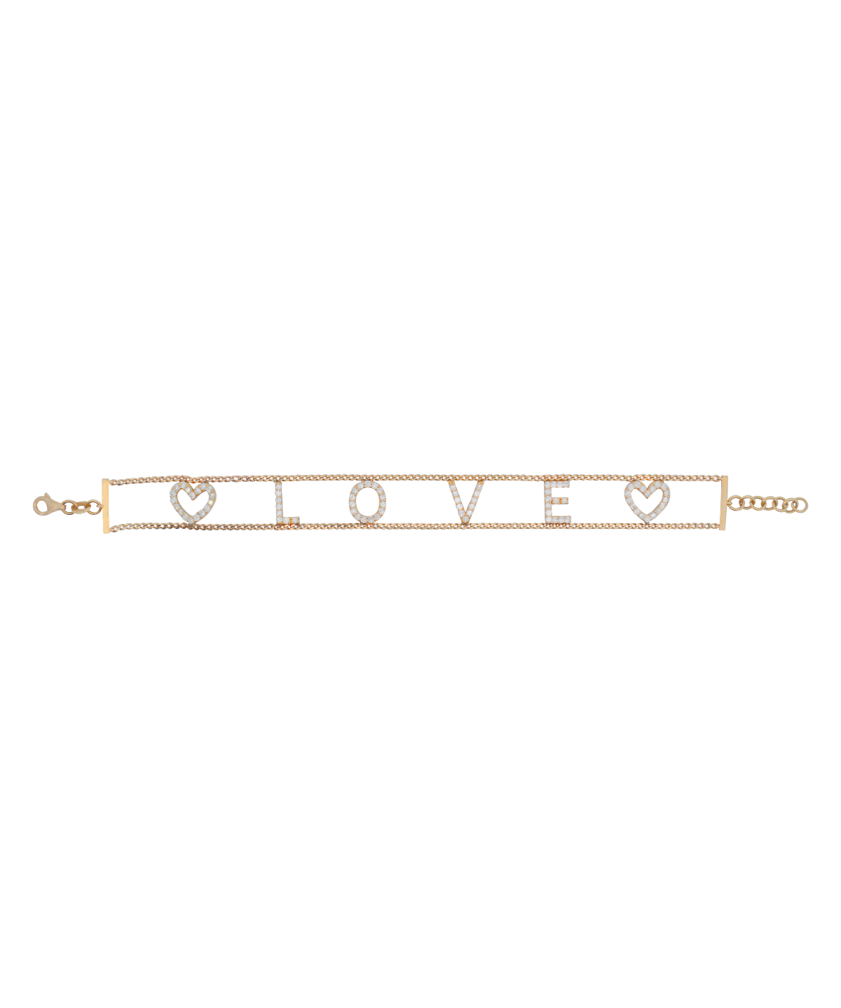 1.40ct Diamond 18K Gold Love Chain Bracelet