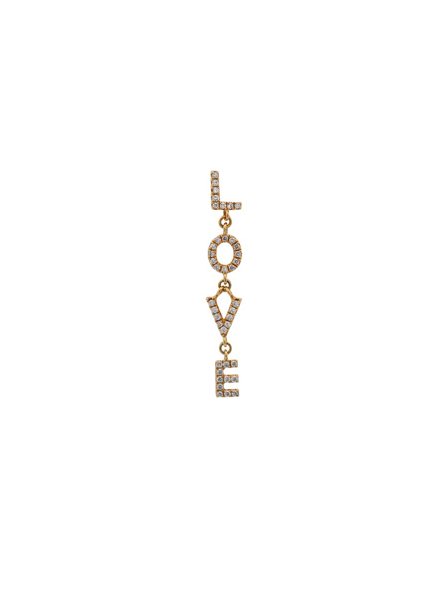 0.16ct Diamond 18K Gold Love Single Dangle Drop Earrings