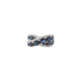 4.30ct Diamond Sapphire 14K Gold Crossover Cluster Ring