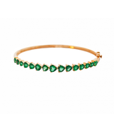 3.15ct Emerald 14K Gold Heart Shape Bangle Bracelet