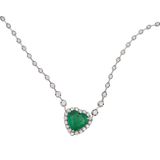 7.35ct Diamond Emerald 18K Gold Halo Heart Tennis Link Necklace