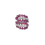 3.95ct Diamond Ruby 18K Gold Cluster Leaf Bypass Ring