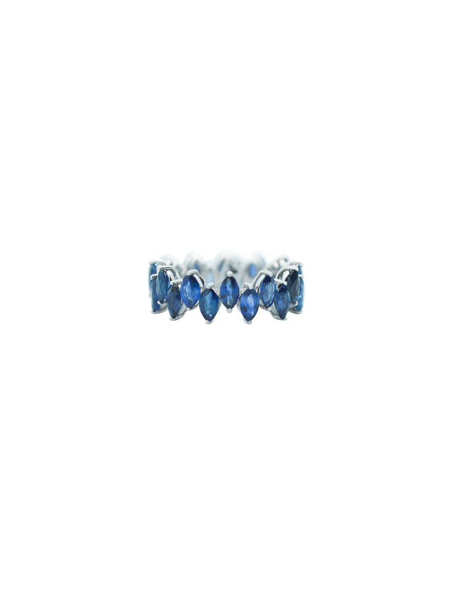 5.83ct Sapphire 18K Gold Marquise Cut Eternity Ring