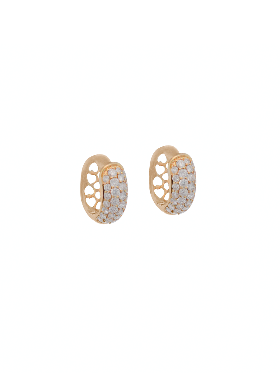 1.20ct Diamond 18K Gold Chunky Pave Huggie Hoop Earrings