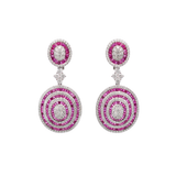 15.54ct Diamond Ruby 18K Gold Dangle Drop Earrings