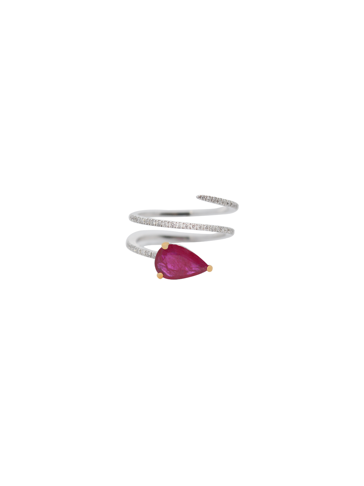 1.69ct Diamond Ruby 14K Spiral Ring