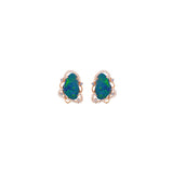 4.00ct Diamond Aqua Australian Opal Tanzanite 18K Gold Stud Earrings