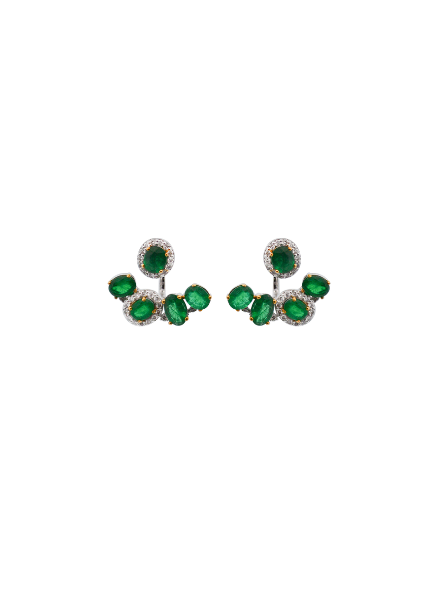 3.87cts Diamond Emerald 14K Gold Day & Night Earrings