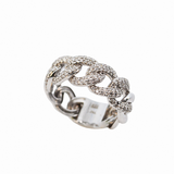 0.50ct Diamond 18K Gold Pave Cuban Chain Ring