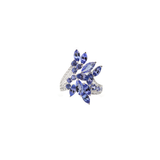 4.18ct Diamond Tanzanite 14K Gold Floral Cluster Ring