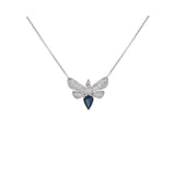 1.60ct Diamond Sapphire 18K Gold Dragon Fly Necklace