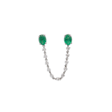 1.63ct Diamond Emerald 18K Gold Pear Chain Link Single Earring