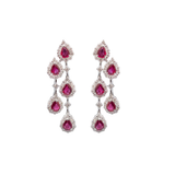 9.58ct Diamond Ruby 18K Gold Link Dangle Drop Earrings