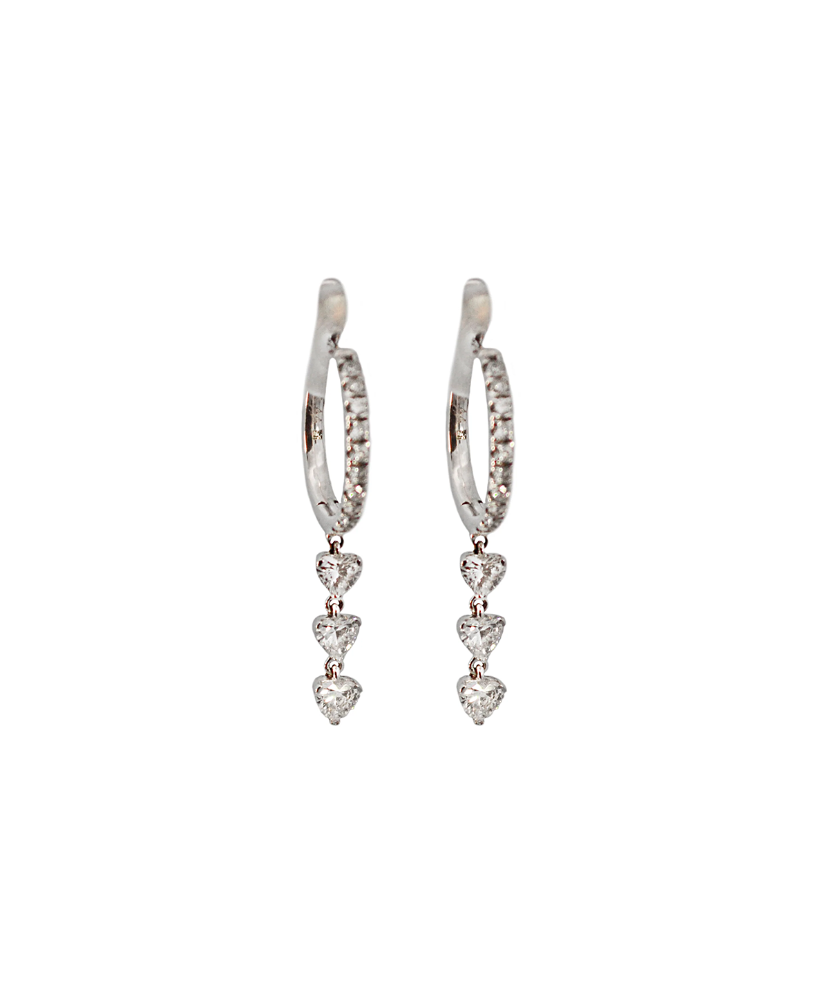 0.35ct Diamond 18K Gold Heart Cut Dangle Drop Hoop Earrings