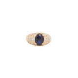 3.53ct Diamond Royal Blue Sapphire 18K Gold Cluster Ring