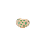 0.60ct Emerald 14K Gold Flush Grooved Heart Ring