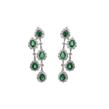 9.58ct Diamond Emerald 18K Gold Link Dangle Drop Earrings