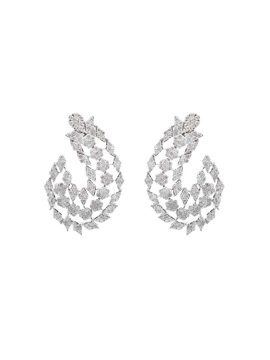 3.64ct Diamond 14K Gold Curved Statement Earrings