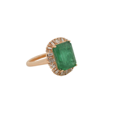 5.27ct Diamond Emerald 14K Gold Halo Cocktail Ring