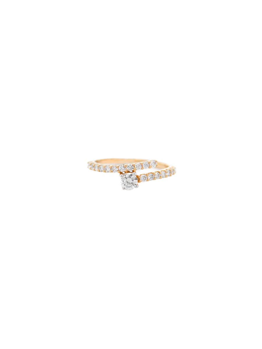 0.55cts Diamond 18K Gold Bypass Ring