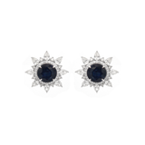 13.51ct Diamond Sapphire 18K Gold Starburst Stud Earrings
