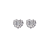 1.27ct Diamond 18K Gold Heart Baguette illusion Earrings