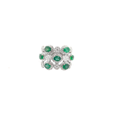 4.05ct Diamond Emerald 18K Gold Cluster Band Ring
