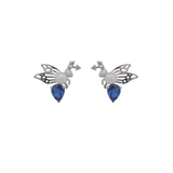 0.52ct Diamond Sapphire Pearl 18K Gold Bee Stud Earrings