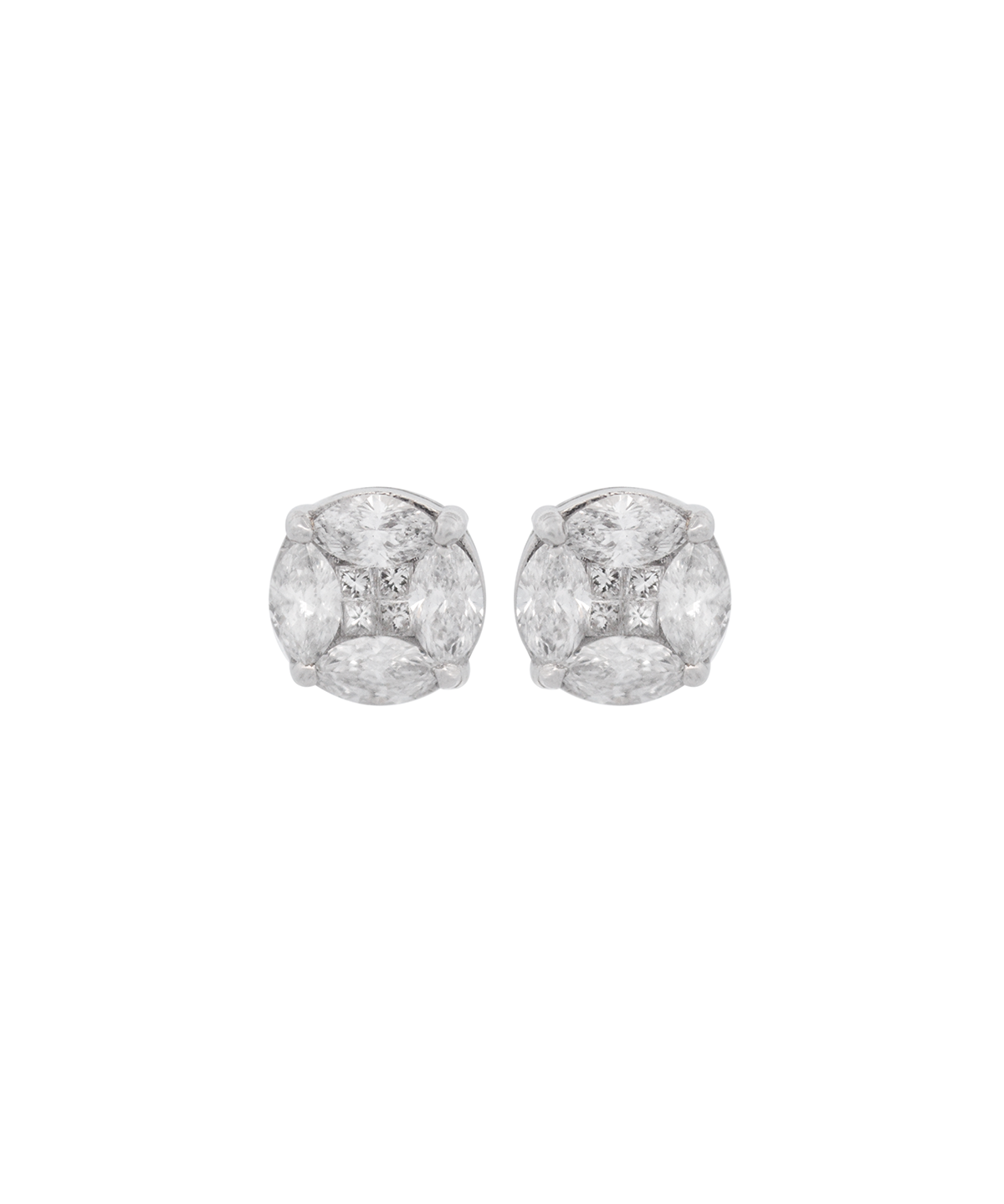 1.47ct Diamond 18K Gold Illusion Set Stud Earrings