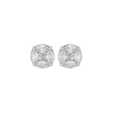 1.47ct Diamond 18K Gold Ilusion Set Stud Earrings