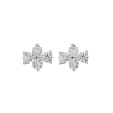 1.02ct Diamond 18K Gold Four Stone Cluster Earrings