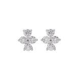 1.02ct Diamond 18K Gold Four Stone Cluster Earrings
