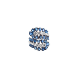 4.70ct Diamond Sapphire 18K Gold Cluster Leaf Bypass Ring