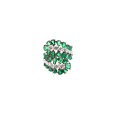 3.40ct Diamond Emerald 18K Gold Cluster Leaf Bypass Ring