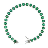 9.00ct Emerald 18K Gold Oval Link Tennis Bracelet