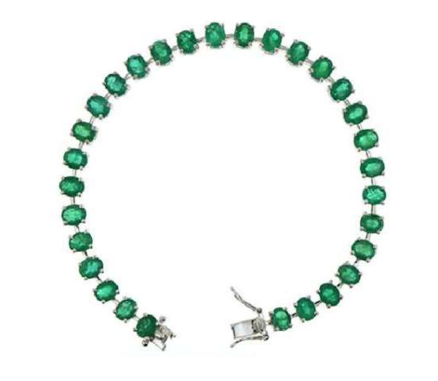 9.00ct Emerald 18K Gold Oval Link Tennis Bracelet