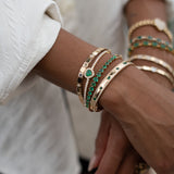 3.02ct Diamond  Emerald 18K Gold Flush Bangle Bracelet