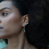 1.70ct Diamond Emerald 14K Gold Dangle Drop Hoop Earrings