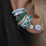 0.75ct Diamond & Emerald 18K Gold Three-Stone Ear Cuff
