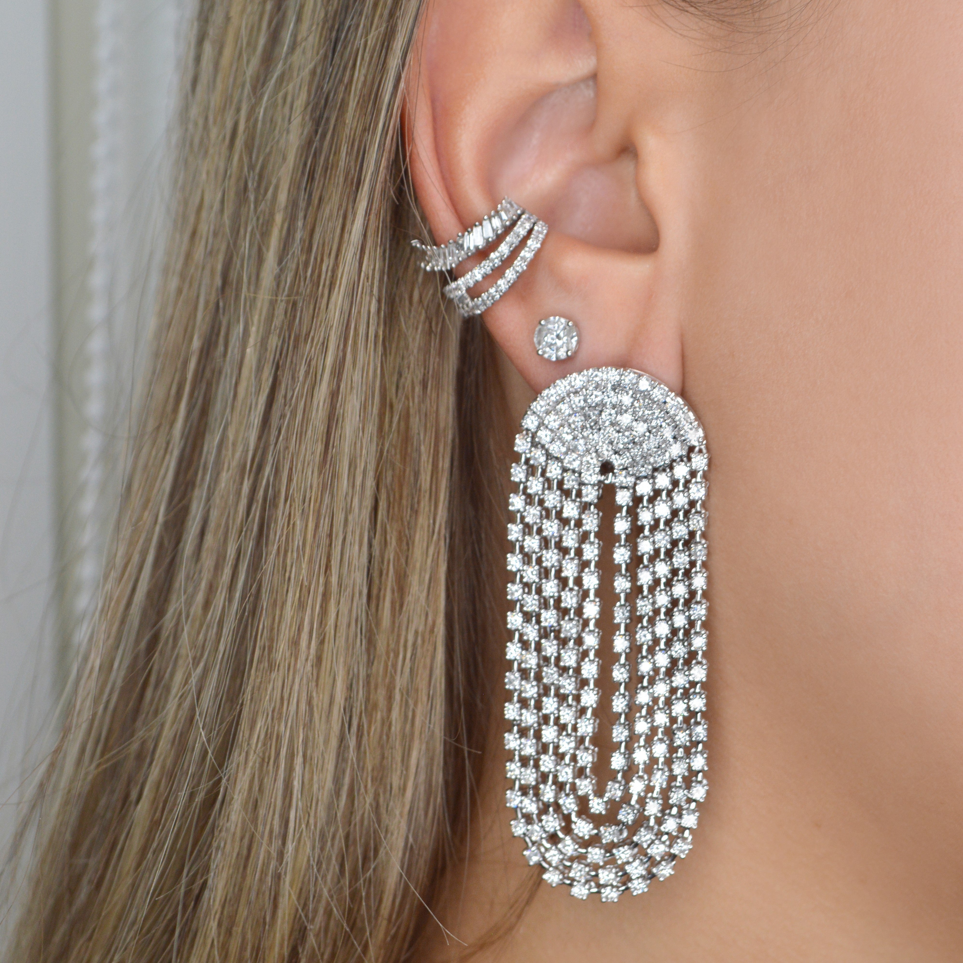 11.01ct Diamond 18K Gold Statement Cascade Earrings