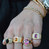 4.70ct Diamond Sapphire 18K Gold Signet Ring