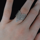 1.15ct Diamond 18K Gold Multi Row V ring