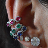 0.75ct Diamond Sapphire 18K Gold Three Stone Ear Cuff